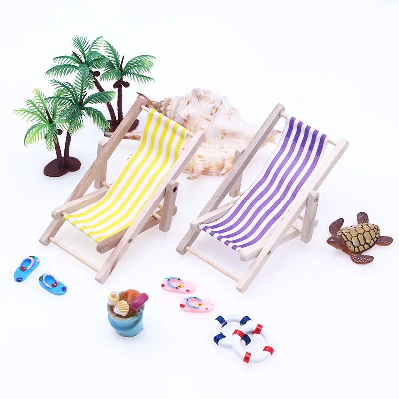 Wholesale Dollhouse wooden beach chair model